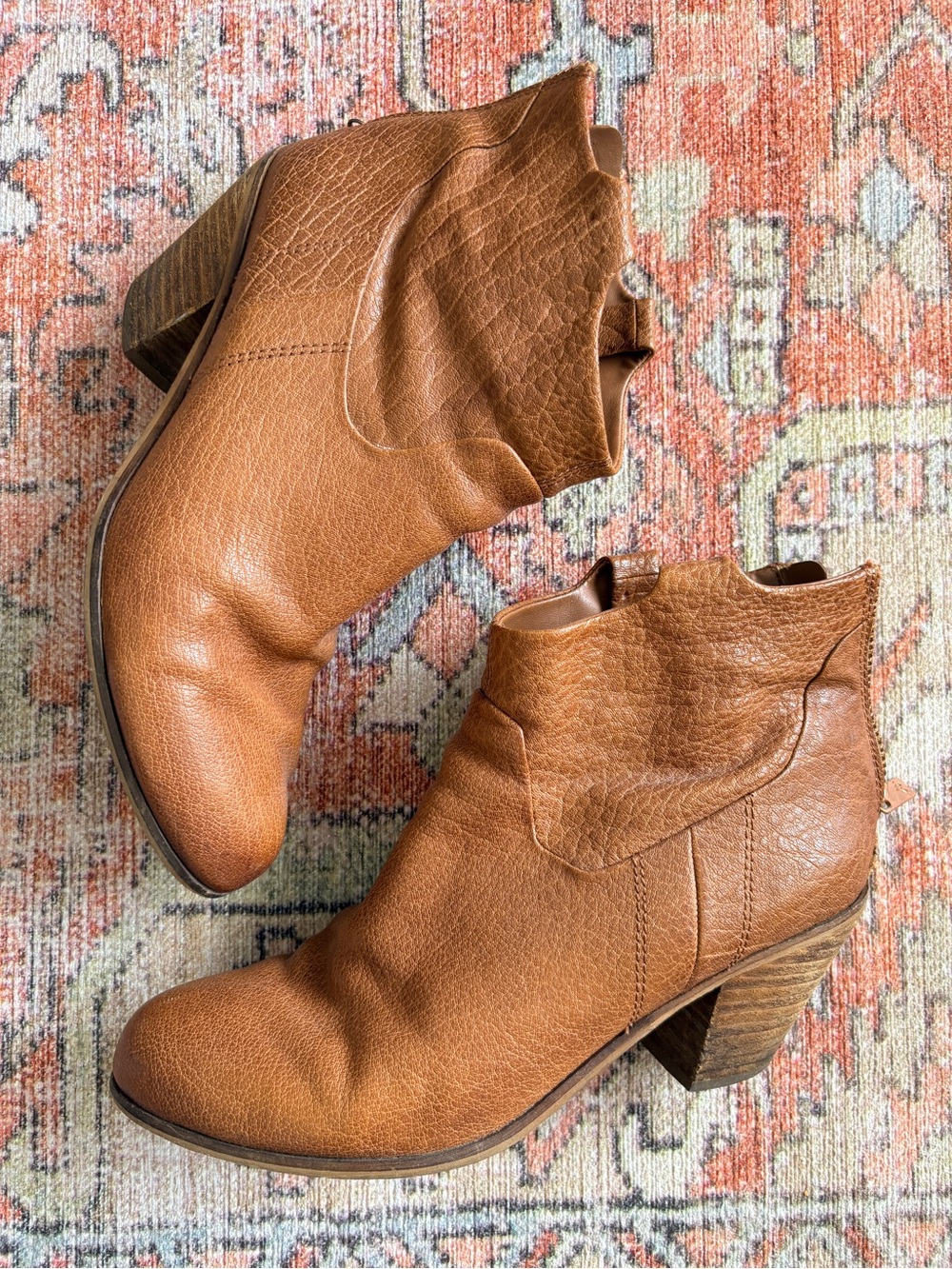 Sam Edelman Cognac Leather Ankle Booties